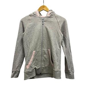未使用品 ナイキ NIKE パーカー 長袖 ロゴ刺繍 ライン S80901SJA M グレー ピンク レディース