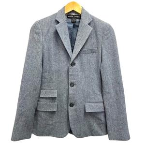 ラルフローレン RALPH LAUREN ジャケット テーラード シングル ヘリンボーン アメリカ製 ウール混 アンゴラ混 2 紺 ネイビー レディース