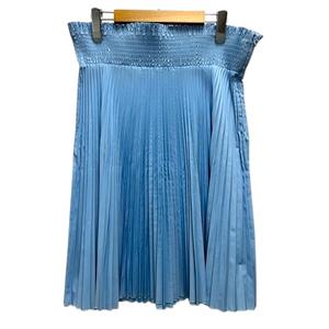 プラダ PRADA スカート プリーツ フレア ギャザー 無地 ひざ丈 40S 青 ブルー レディース