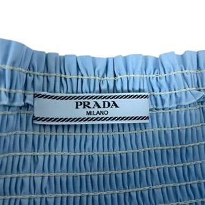プラダ PRADA スカート プリーツ フレア ギャザー 無地 ひざ丈 40S 青 ブルー レディース