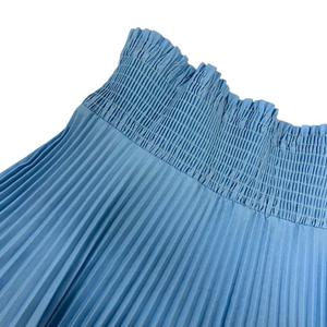 プラダ PRADA スカート プリーツ フレア ギャザー 無地 ひざ丈 40S 青 ブルー レディース