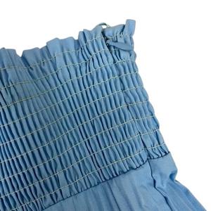 プラダ PRADA スカート プリーツ フレア ギャザー 無地 ひざ丈 40S 青 ブルー レディース