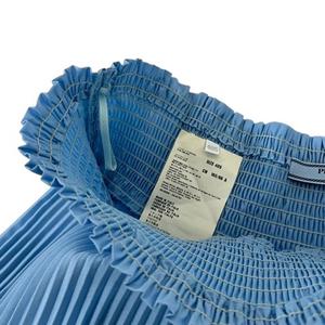 プラダ PRADA スカート プリーツ フレア ギャザー 無地 ひざ丈 40S 青 ブルー レディース