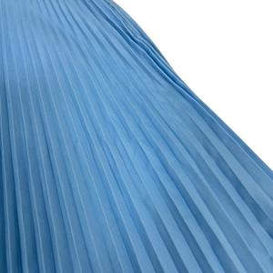 プラダ PRADA スカート プリーツ フレア ギャザー 無地 ひざ丈 40S 青 ブルー レディース