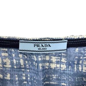 プラダ PRADA スカート 台形 タイト リネン混 ツイード ひざ丈 36S 青 ブルー レディース