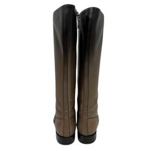 プラダ PRADA ロングブーツ サイドジップ グラデーション ラウンドトゥ 34.5 茶 ブラウン レディース