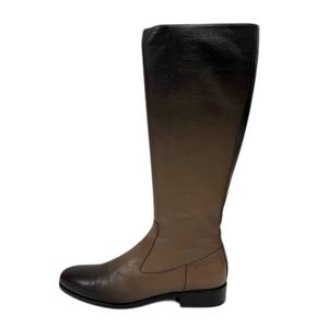 プラダ PRADA ロングブーツ サイドジップ グラデーション ラウンドトゥ 34.5 茶 ブラウン レディース