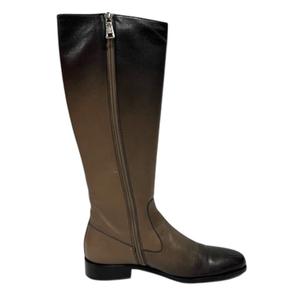 プラダ PRADA ロングブーツ サイドジップ グラデーション ラウンドトゥ 34.5 茶 ブラウン レディース