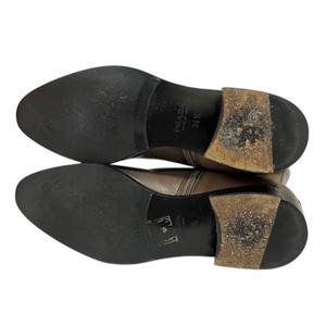 プラダ PRADA ロングブーツ サイドジップ グラデーション ラウンドトゥ 34.5 茶 ブラウン レディース