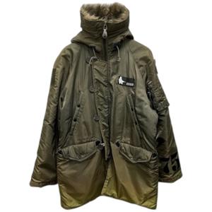 アヴィレックス AVIREX フライトジャケット ロング 長袖 フード ロゴ ナイロン N-3B 290438-A L カーキ  メンズ