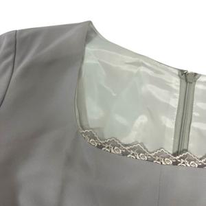 未使用品 ケティ KETTY ワンピース クルーネック レース 長袖 ロング丈 M グレー レディース