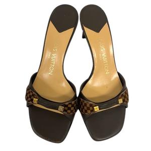 ルイヴィトン LOUIS VUITTON サンダル ミュール ダミエ ロゴ 35.5 茶 ブラウン レディース
