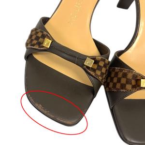 ルイヴィトン LOUIS VUITTON サンダル ミュール ダミエ ロゴ 35.5 茶 ブラウン レディース