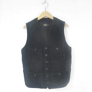 RRL 太畝 コーデュロイ ベスト ネイビー インディゴ ビンテージ加工 M Denim-Trim ファッション RRL 太畝 コーデュロイ ベスト ネイビー
