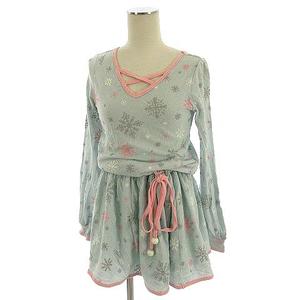 ミルク Milk ワンピース ひざ丈 長袖 総柄 アンゴラ混 水色 レディース 022 ベクトルパーク