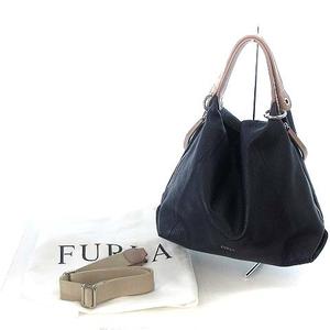 １円～　美品　フルラ　ＦＵＲＬＡ　Ｆ5642　エリザベス　バイカラー　★　２way ショルダーバッグ　★　ブラック　レザー　Ａ４収納可 極美品FURLA グレー トートバッグ 1円 極美品 FURLA フルラ