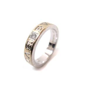 ブルガリ BVLGARI ダブルロゴ リング 指輪 ダイヤモンド 1P K18 WG 