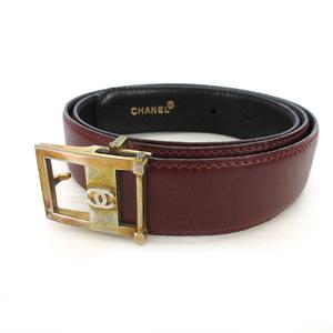 シャネル CHANEL ココマーク ベルト レザー ピンバックル 85/34 赤