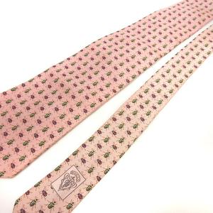 グッチ GUCCI ネクタイ 昆虫 シルク100％ 総柄 ピンク 緑