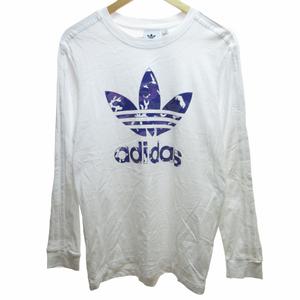 アディダスオリジナルス adidas originals 22AW Tシャツ カットソー ロゴプリント トレフォイル 長袖 カモフラ 迷彩 コットン 白 ホワイト 紫 パープル L ■GY01 メンズ