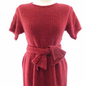 Chloe クロエ　ニットワンピース クロエ CHLOE ニットワンピース 半袖 ひざ丈 ウール 赤 レッド