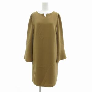 クミキョク 組曲 KUMIKYOKU 美品 ワンピース 長袖 ひざ丈 2 キャメル /UO レディース