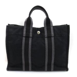 エルメス HERMES フールトゥ PM トートバッグ キャンバス 黒 ブラック レディース