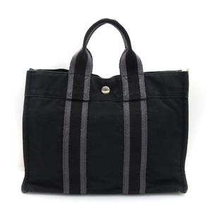 エルメス HERMES フールトゥ PM トートバッグ キャンバス 黒 ブラック レディース
