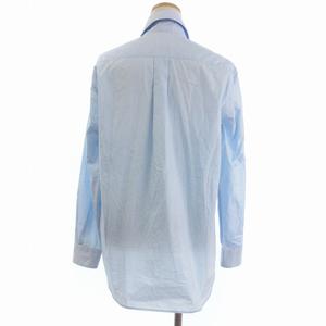 バーバリー BURBERRY コットン シャツ ブラウス 長袖 プリント ロゴ ブルー 34 ■ECT レディース