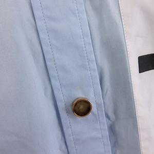 バーバリー BURBERRY コットン シャツ ブラウス 長袖 プリント ロゴ ブルー 34 ■ECT レディース