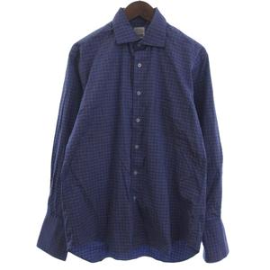 モスキーノチープアンドシック MOSCHINO CHEAP AND CHIC ワイドカラー チェック シャツ コットン 長袖 ブルー レッド系 M ■ECT メンズ レディース