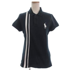 ラルフローレン RALPH LAUREN ゴルフ ポロシャツ 半袖 ビッグポニー ライン 黒 ブラック L ■GY99 レディース