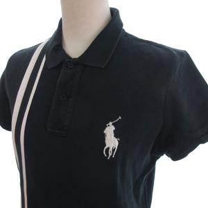 ラルフローレン RALPH LAUREN ゴルフ ポロシャツ 半袖 ビッグポニー ライン 黒 ブラック L ■GY99 レディース
