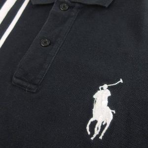 ラルフローレン RALPH LAUREN ゴルフ ポロシャツ 半袖 ビッグポニー ライン 黒 ブラック L ■GY99 レディース