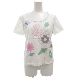 ミラショーン mila schon ブルーレーベル BULE LABEL Tシャツ カットソー 花柄 プリント 刺繍 42 白 ホワイト /GV ■ECT レディース