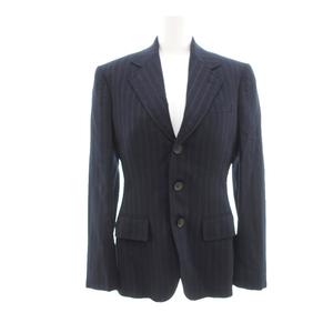 ラルフローレン RALPH LAUREN 3Bジャケット ウール 2 ネイビー チョークストライプ  /IU レディース