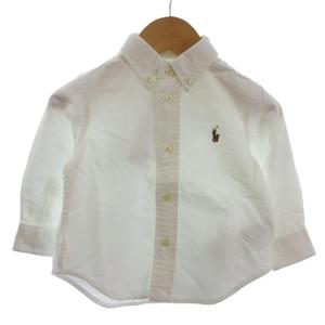 未使用品 ラルフローレン RALPH LAUREN タグ付き シャツ 長袖 ポニー刺繍 オフホワイト 12M 80cm ベビー キッズ