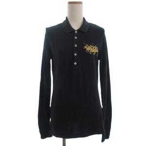 ラルフローレン RALPH LAUREN ポロシャツ 長袖 ポニー 黒 ブラック L レディース