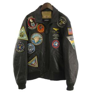 アヴィレックス AVIREX 783-4150003 フライトジャケット シープスキン レザー ワッペン 黒 M メンズ