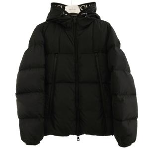 モンクレール MONCLER 美品 MONTCLA GIUBBOTT ダウンジャケット フード ジップアップ ロゴテープ F20911B56900 C0300 黒 ブラック 1 M相当 ■SK メンズ