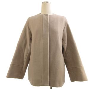 グリーンレーベルリラクシング ユナイテッドアローズ green label relaxing ノーカラーコート ジャケット ウール グレージュ 38 レディース