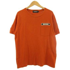 アヴィレックス AVIREX コラボ Top gun maverick Tシャツ 半袖 クルーネック ワッペン コットン オレンジ系 L メンズ