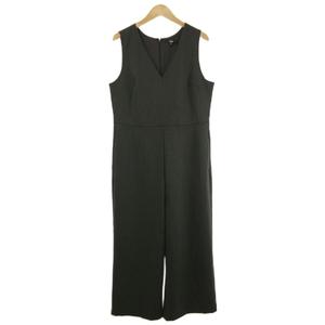 ユニクロ UNIQLO ジャンプスーツ オールインワン サロペット Vネック ワイド ストレッチ ダークグレー XL レディース