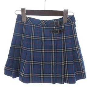 バーバリー ロンドン BURBERRY LONDON チェック プリーツスカート 青 ブルー 120A 女の子 ■GY09 キッズ