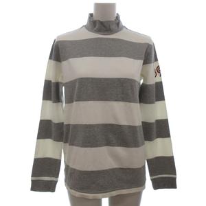 パーリーゲイツ PEARLY GATES ハイネック カットソー ボーダー 長袖 ホワイト グレー 2 ■GY09 レディース
