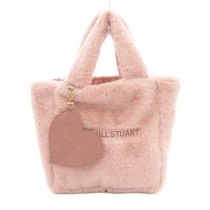 ジルスチュアート JILL STUART 美品 キューブ型ファーバッグ ハンドバッグ フェイクファー ハート型ポーチチャーム ピンク /NL ■GY09 レディース