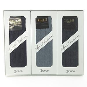 セリーヌ CELINE 靴下3足セット ソックス 黒 グレー 25 0110