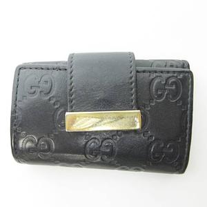 GUCCI シマ　GG キーケース キーホルダー　ブラック　レザー　箱付き GUCCI グッチ GG グッチシマ キーリング付き 6連 キーケース