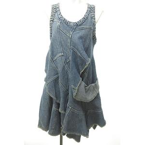 マークバイマークジェイコブス Marc By Marc Jacobs デニムワンピース ノースリーブ 膝丈 フリル パッチワーク風 インディゴ S 0806 Nst レディース 023 ベクトルパーク