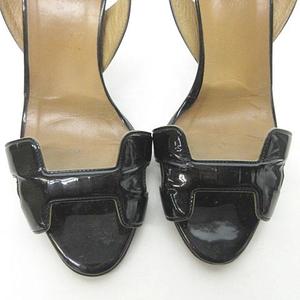 エルメス HERMES Hサンダル エナメル ピンヒール バックストラップ